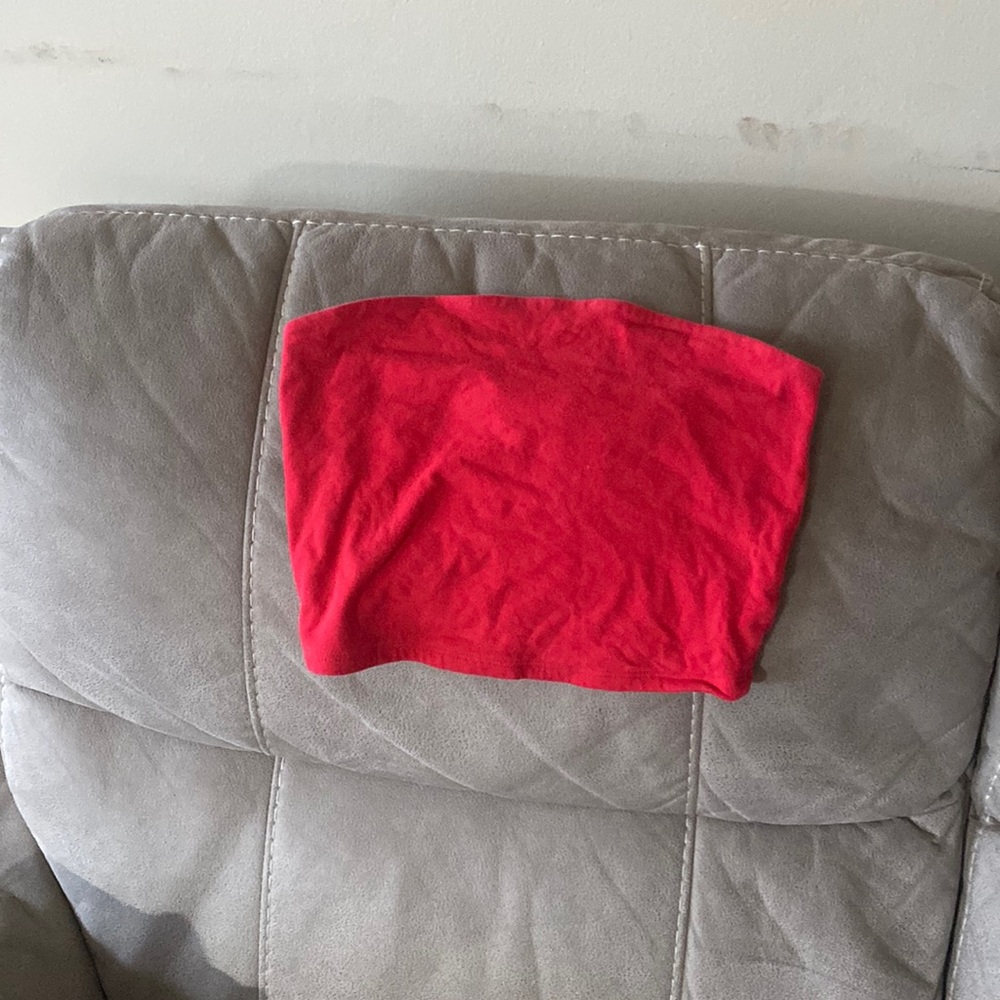 Garage cropped top bandeau in red, size small